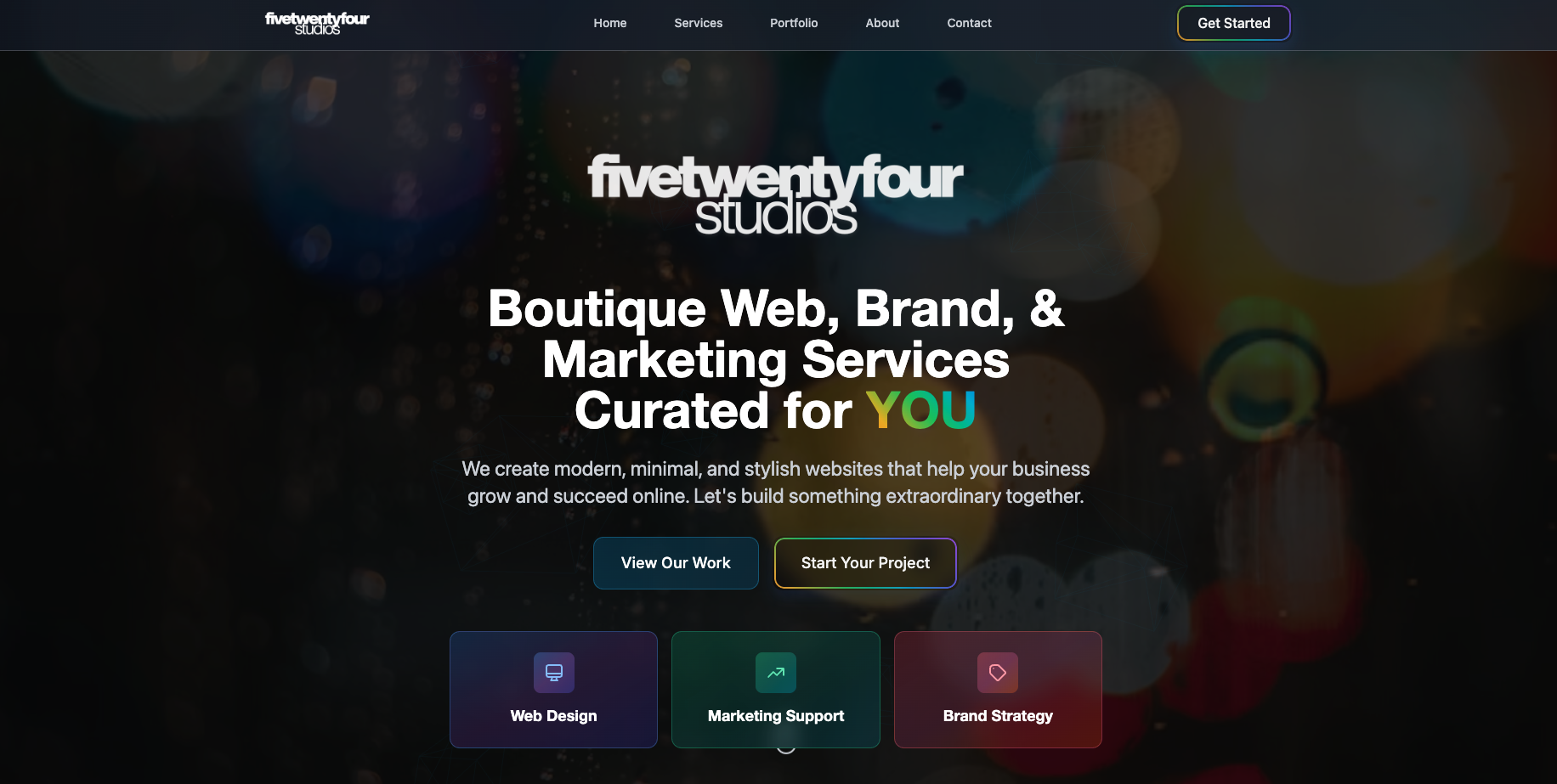 fivetwentyfour studios landing page Screenshot